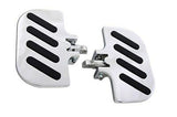 D-Shaped Chrome footboard set w black rubber slotted style
