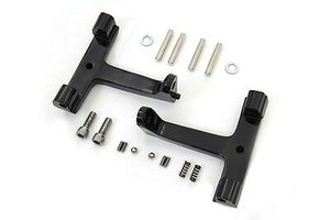 Black mounts for passenger footboards. These are non-adjustable.