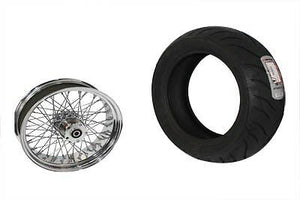 60-Spoke x 16" chrome wheel & 200 Avon tire - Complete Kit, Mounted & Balanced