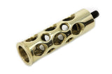 Brass swiss cheese shifter peg has a a 5/16-24UNF male end.