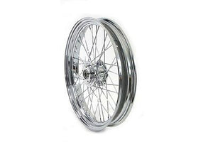 Chrome front 23" x 3.00 wheel assembly with chrome hub, chrome rim with bearings