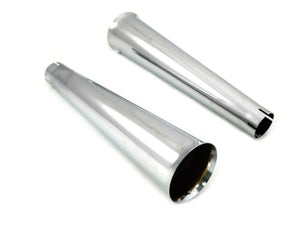 Chrome 15.25" megaphone exhaust pipe tip set, fits over OE style cigar mufflers