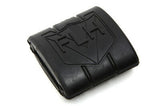 Black rubber brake pedal pad w FLH logo, Molded slot to slide onto steel pedal