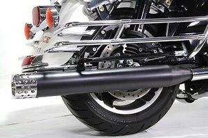 Black touring style muffler set, 4" o.d. w chrome shooter style tips