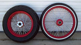 21" Whitewall & 16" Avon 200 Tires + Spoked Red Wheels Kit - Mounted & Balanced!