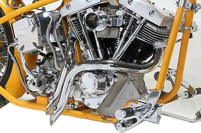 Chrome down draft drag pipe set, Fits Harley Shovelhead FX/FL 1970-1984