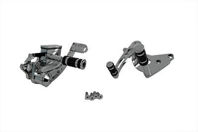 Chrome billet forward control kit includes rubber belted foot pegs, shift side