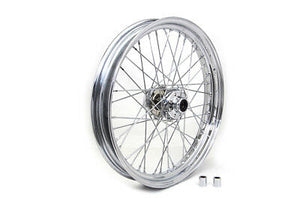 Front 23" x 3.00" wheel, chrome spokes/hubs/rim, Fits FXST 1996-99, FLSTS '96-99