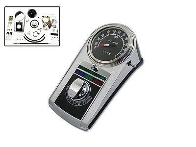 Chrome Cast Dash Panel Kit with 2:1 Ratio Speedometer Fits Harley FL 1948-1967