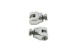 Mini footpeg clevis set accepts all male end footpegs. 1/2" x 13 thread.