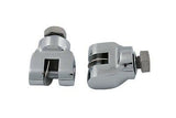 Mini footpeg clevis set accepts all male end footpegs. 1/2" x 13 thread.