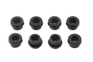 Black rubber bushing shock stud conversion allows use of shocks with 1/2" holes