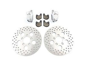 Chrome Front Dual Disc Calipers & 10" polished stainless steel Disc Kit