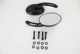 Oval Mirror Set with Billet 3 Slot Stem Black