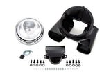 Black power coated 7" headlamp cowl kit w 55/60 watt H-4 unit, For FL 1960-1984