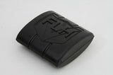 Black rubber brake pedal pad w FLH logo, Molded slot to slide onto steel pedal