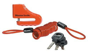 MASTER LOCK SECURITY, Brake Disc Lock includes 2 flat type keys & 2" throat