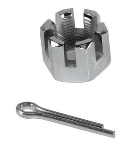 Chrome castle nut kit, 3/4"-16 threads + Cotter pin, Fits Our 1" Axles