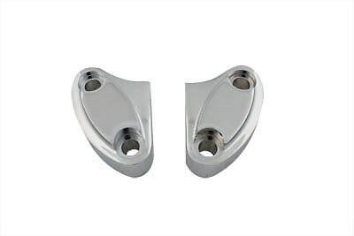 Chrome billet top handlebar clamp set is a 2 piece design.Replaces OEM#56057-00