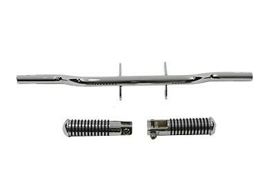 Chrome forward highway bar kit is a one piece design that bolts to motor mounts.
