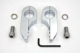 Chrome footpeg extender clamp set clamps to 1-1/4" tubing.