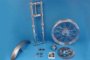 39mm Chrome Fork Assembly w 19" Wheel & Brake, Fits Sportster XL 2000-2003