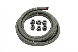 stainless 10' x 3/8" braided reinforced oil hose incl. 6 chrome econo-seal clamp