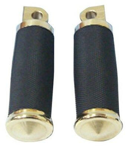 Solid Brass Footrest Pair with Knurled Rubber Covers, Male mount @ most Harleys