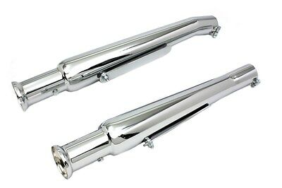 Chrome megaphone muffler tip set with stud type mounting and welded clamps