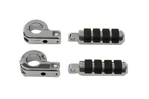 Chrome billet engine bar footpeg mount kit fits 1-1/4" engine bars