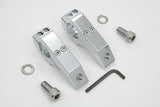 Chrome footpeg extender clamp set clamps to 1-1/4" tubing.