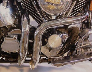 2-1/4" diameter Chrome LAF exhaust header set fits Harley FXST 1984-2006