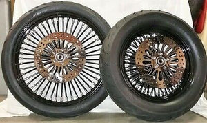21" Front & 16"/150 Avon Tires + King Spoked Black Wheels - Mounted & Balanced!
