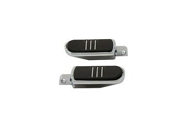 Male end mount footpeg set, rubber insert, chrome body with chrome speed lines