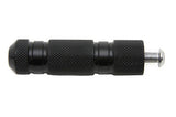 Black knurled shifter footpeg with four grooves, Fits a Variety of Harley's