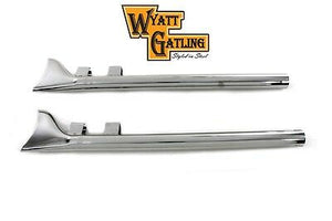 Chrome fishtail set w Mounting flanges 29" Long fits FLT 1995-UP