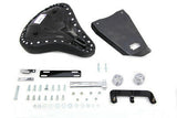 Black Leather Solo Spring Seat w Mount Kit, Fits Sportster XL 1982-2003