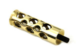 Brass swiss cheese shifter peg has a a 5/16-24UNF male end.