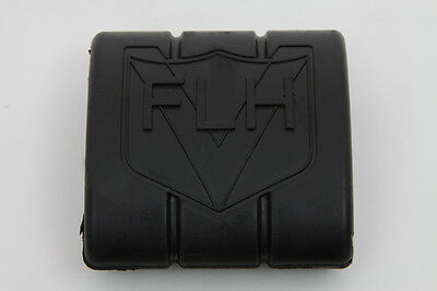 Black rubber brake pedal pad w FLH logo, Molded slot to slide onto steel pedal