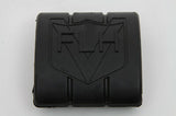 Black rubber brake pedal pad w FLH logo, Molded slot to slide onto steel pedal