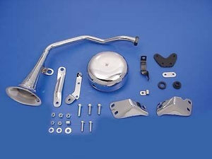 Trumpet Style 6 Volt Chrome Horn Kit Fits FLH 1949-1984, Fits Panhead models