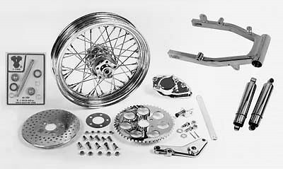 All Chrome! Swingarm, Shock & Brake Assembly Kit for Harley FL 1958-1985