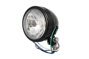 Black 4" bottom mount deco headlamp, 12 volt 60/55 watt H-4 bulb