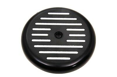 Black air cleaner cover with ball milled slot design.