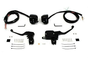 Black handlebar control kit, 9/16" bore master cylinder fits FXST/FLST 1996-2005