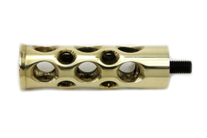 Brass swiss cheese shifter peg has a a 5/16-24UNF male end.