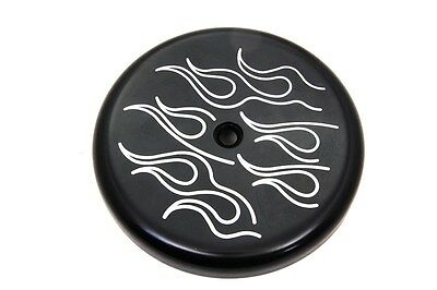 Black air cleaner cover with ball milled flame design