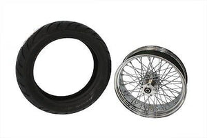 60-Spoke x 18" chrome wheel & 200 Avon tire - Complete Kit, Mounted & Balanced