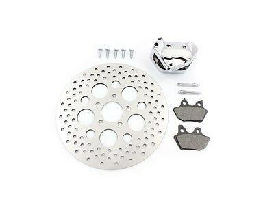 Chrome Front 4 Piston Left Side Caliper and Disc Kit Fits XL 2000-2003
