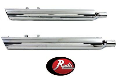 Radii Slash Down Muffler Set bolts to stock OE brackets on Harley FLT 2009-UP